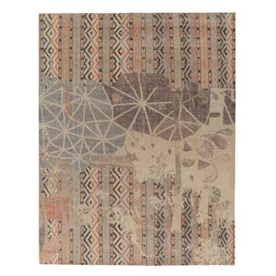 Distressed Modern Rug In Greige, Multicolor Patterns By Rug & Kilim