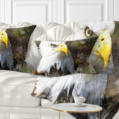 Coussin à tête d'aigle avec textures - imprimé animal