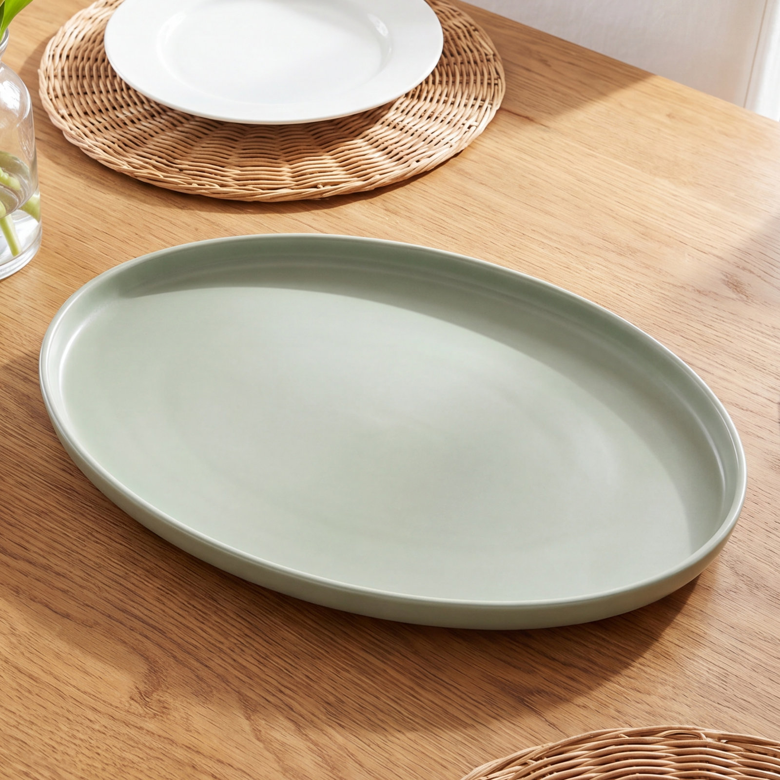 Over&Back Stackable Oval Serving Platter, Green