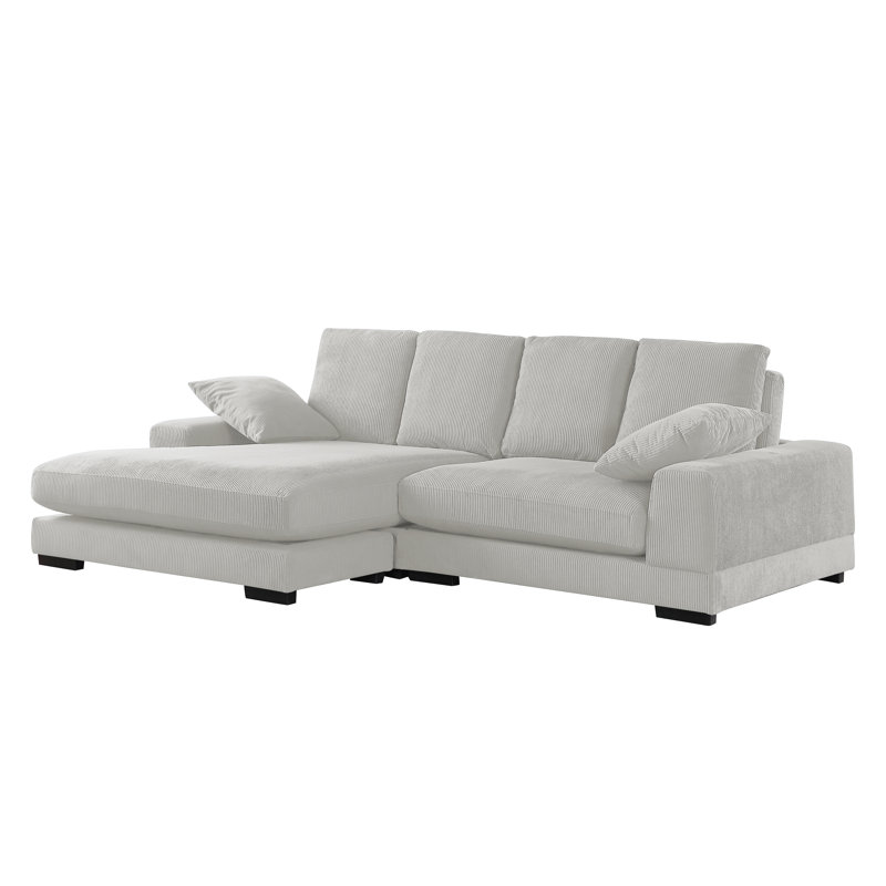 Canapé modulaire en forme de L Daisy Cozy réversible gauche ou droit, Velours côtelé crème