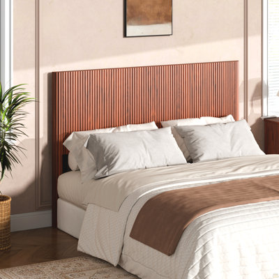 Tête de lit en bois avec ondulé arqué, compatible avec les grands lits (seulement une tête de lit)