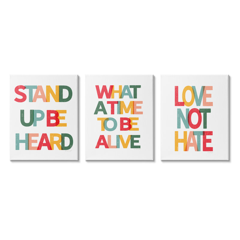«Love Not Hate», citations inspirantes, texte arc-en-ciel, H 20 po x l 16 po, Toile tendue