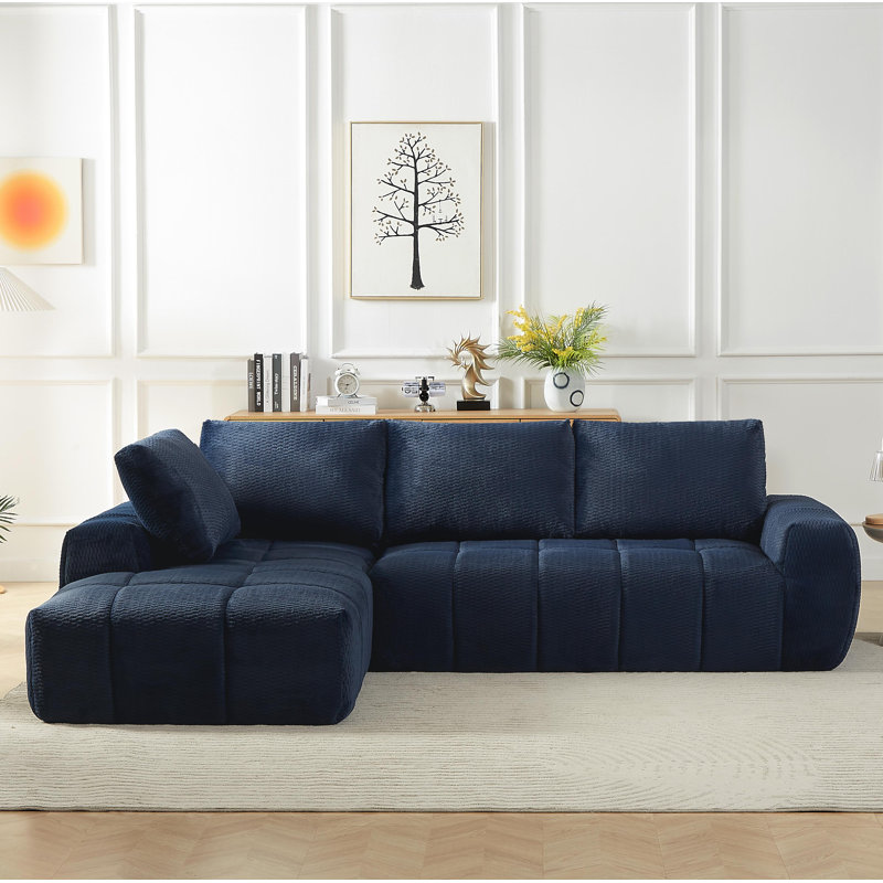 FAUX FUR L-Shape Luxury Sectional Oversized Sofa,Mnimalist Design,Comfy Sleeper Couch For Living Room,Apartment&Reception Spaces,No Assembly Required