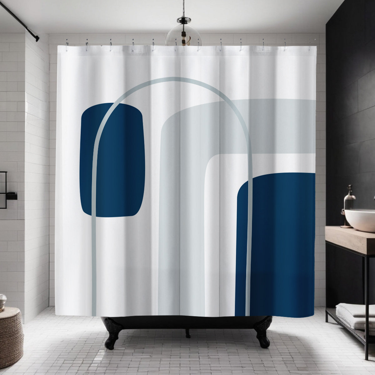 Hagan Polyester Shower Curtain, Gray
