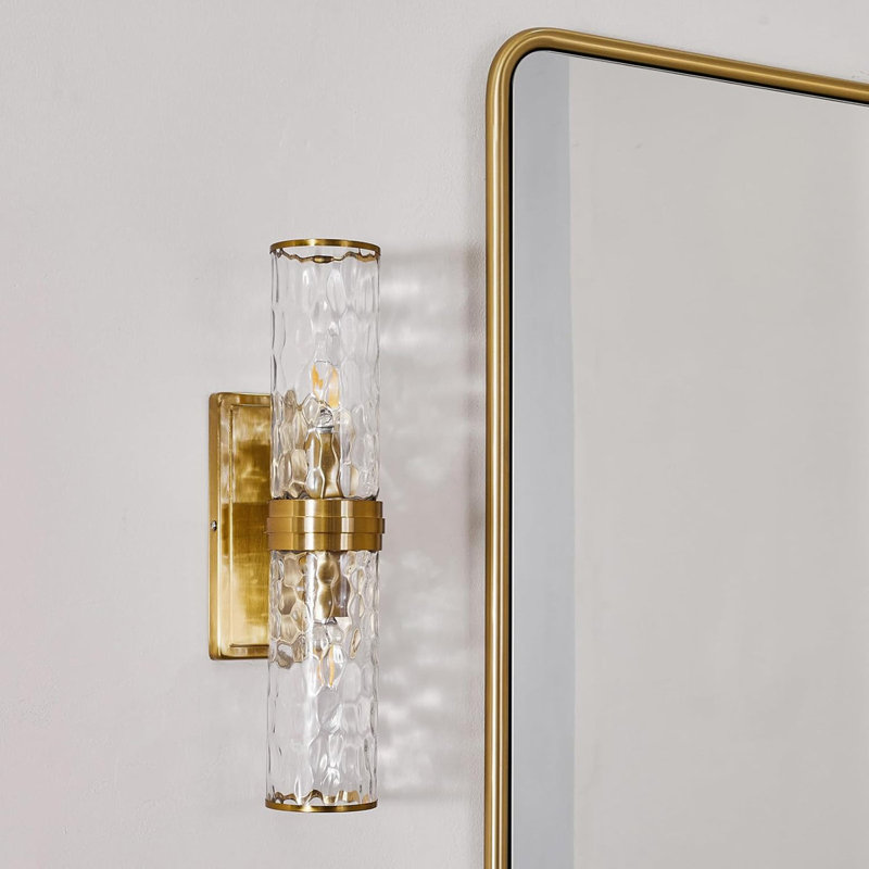 Contemporary Rectangle Bathroom Vanity Mirror | Stainless Steel O-Tube Frame Design, Brushed Gold, 30" x 22"