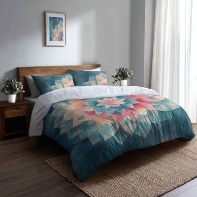 Mandala Geometry in Faded Pastels I 3 Pcs Bedding Set - Pastel Abstract Bedding Set