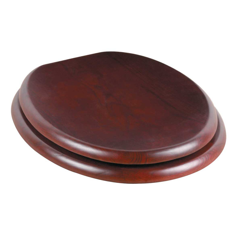 Round Toilet Seat and Lid, Brass, Cherry