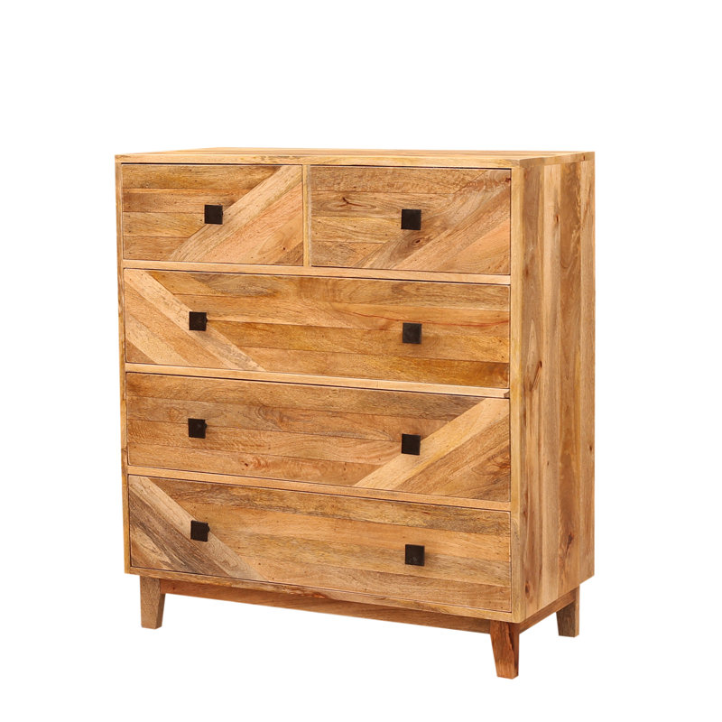 Solid Wood 90cm W 5 - Drawer Chest of Drawers