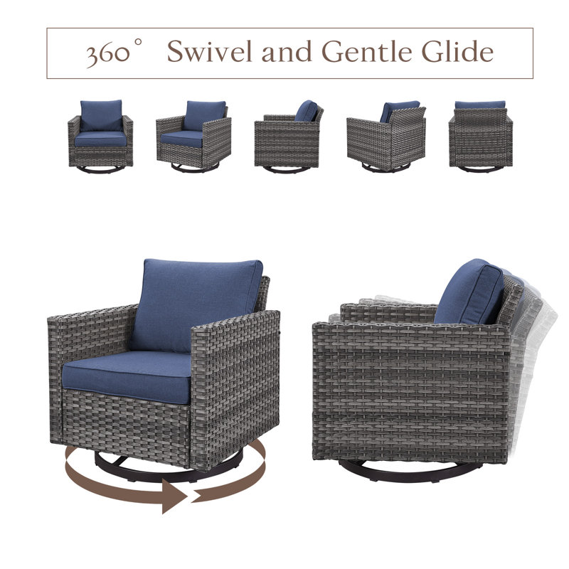 Chaise pivotante en osier PE Hansencamp, Bleu