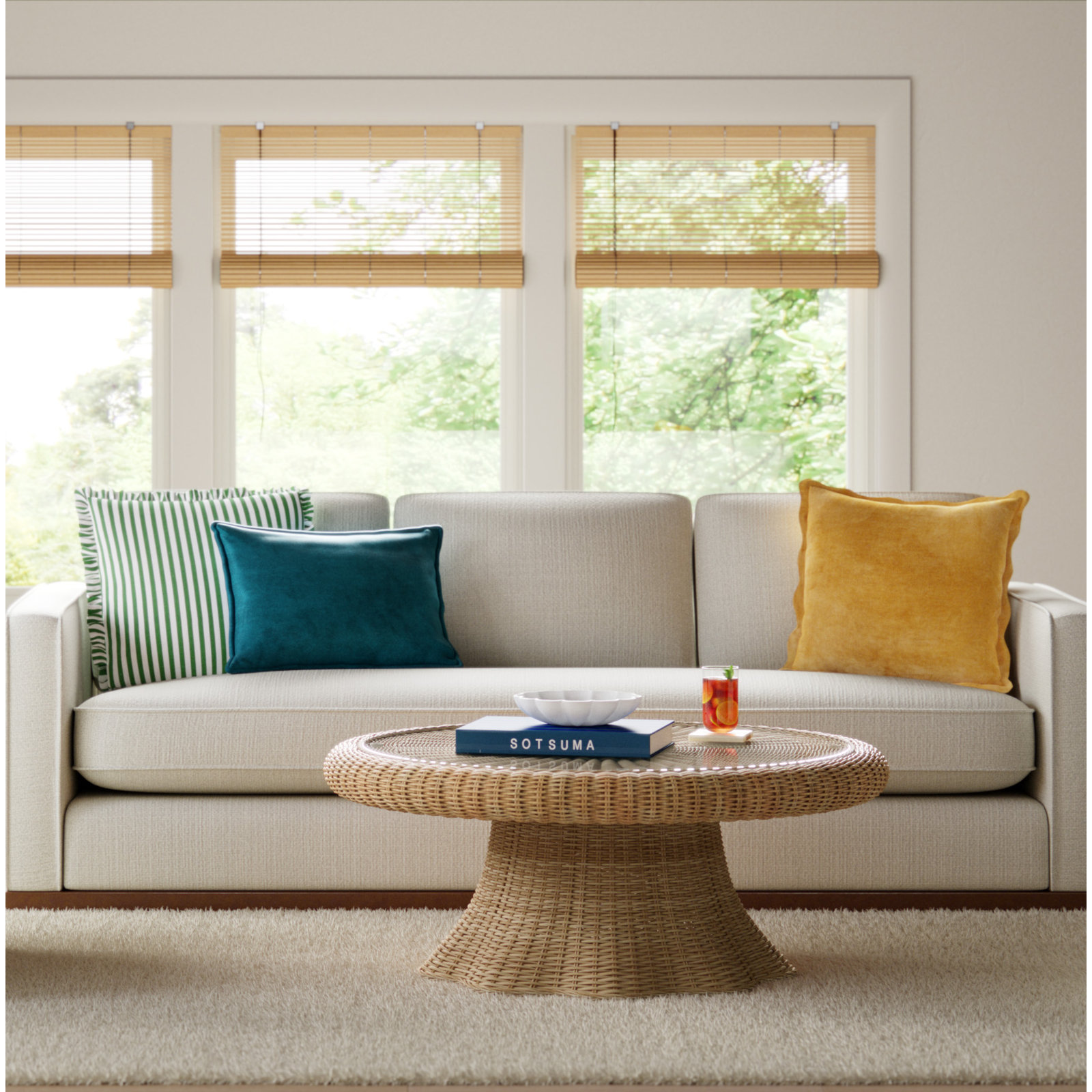 Lacie Scallop Rattan Coffee Table