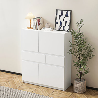 Armoire de rangement avec 4 portes et 2 tiroirs, armoire d'appoint