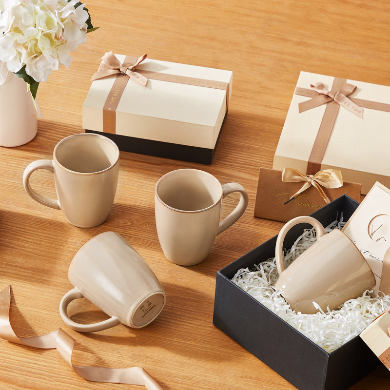 Stoneware Coffee Cup, Brown, 480ml, Set of 4