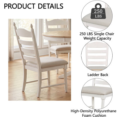 5-Piece Retro Extendable Dining Set with Round Table, 4 Upholstered Chairs & Pedestal Base – Extendable Dining Set for Dining Room and Kitchen
