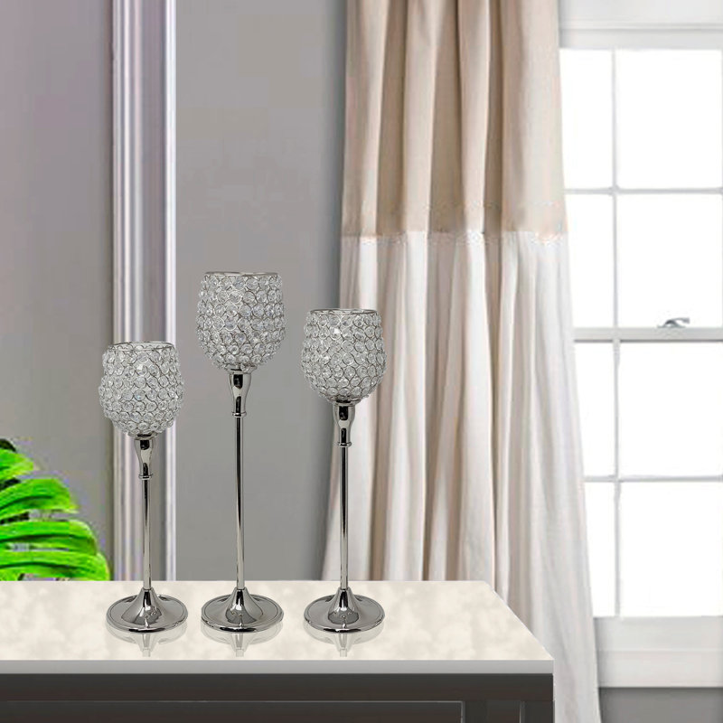 Tabletop Votive Holder, Silver, 19" H x 5" W x 5" D