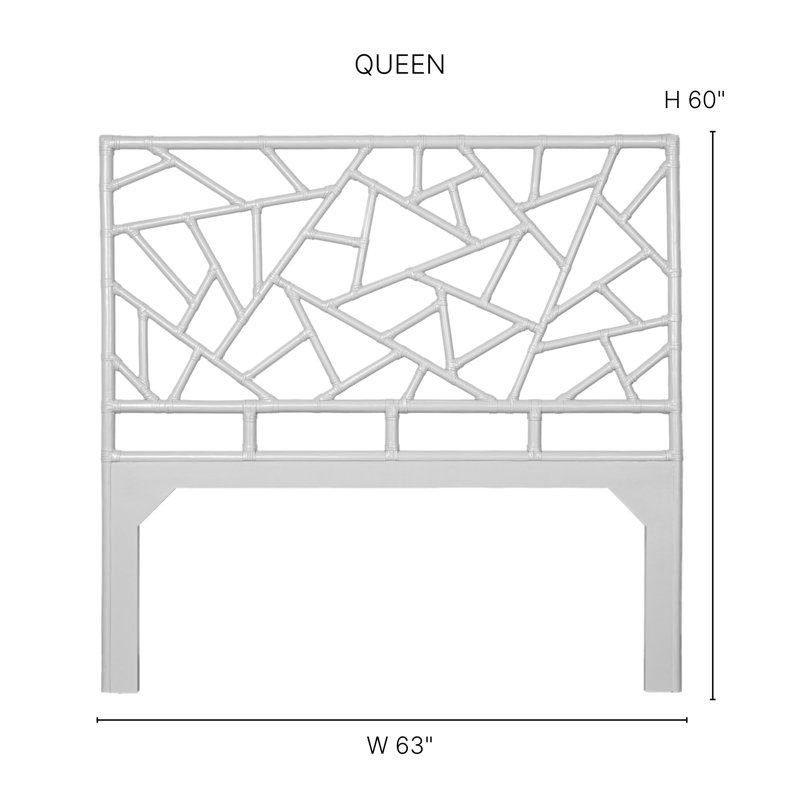 Tiffany Wicker/Rattan Open-Frame Headboard, Queen, Regatta Blue