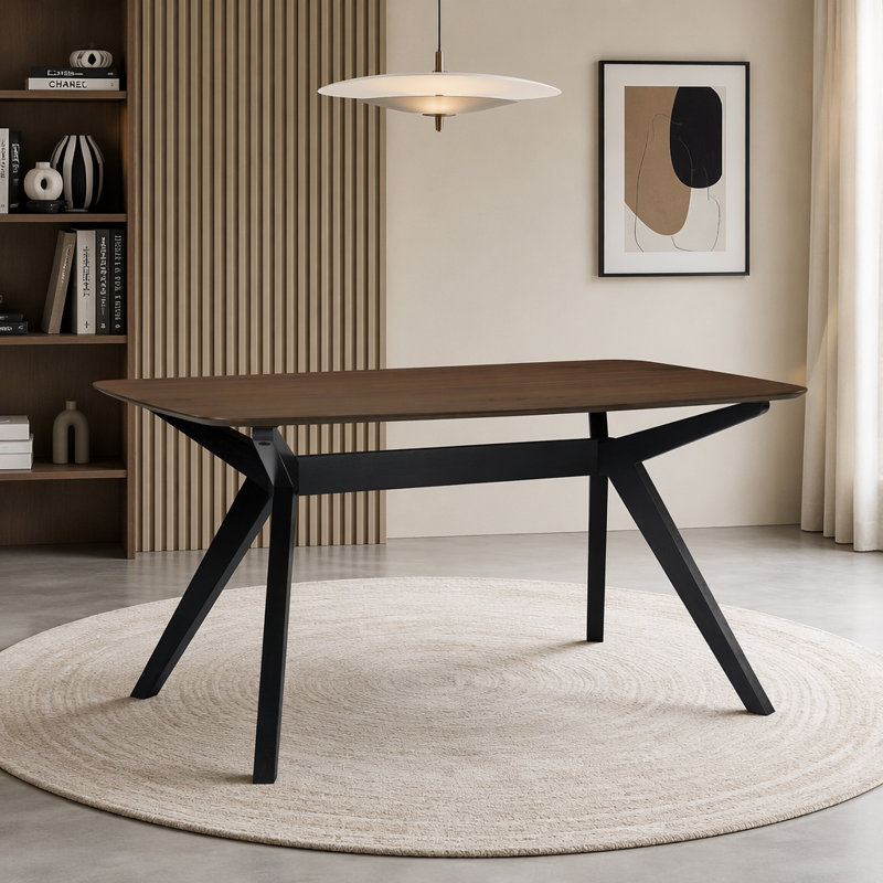Wood Dining Table ,Walnut+Black