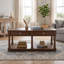 Table basse en bois Farmhouse avec deux tiroirs et tablette ouverte