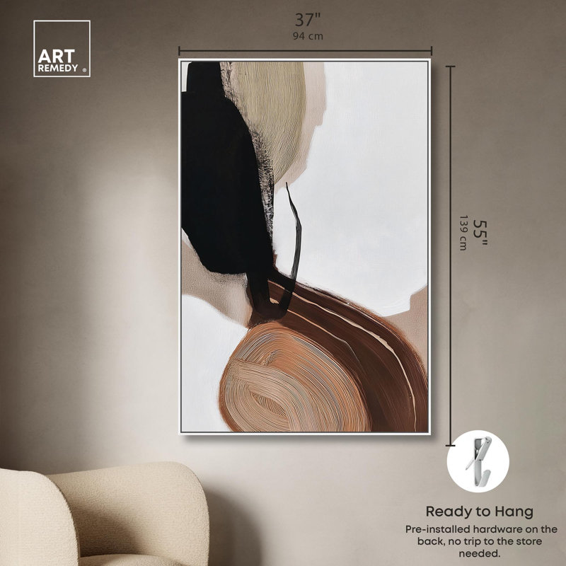 «Earth Curve IV Boho Decor», reproduction d'art sur toile par Art Remedy, H 30 po x l 20 po, Cadre blanc