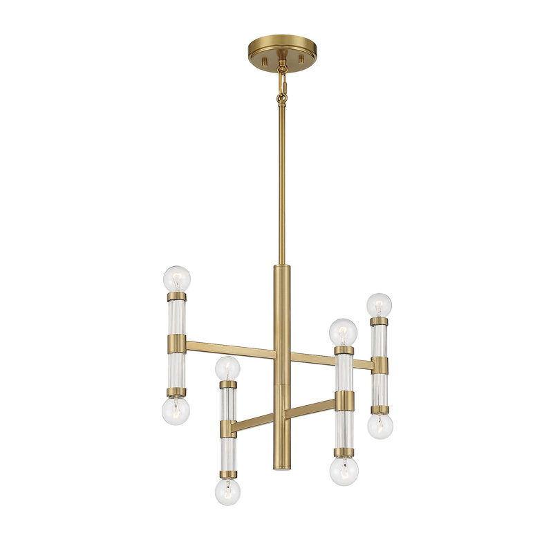 Lustre 8 lumières Edberg en laiton chaud (SORTIE), Laiton