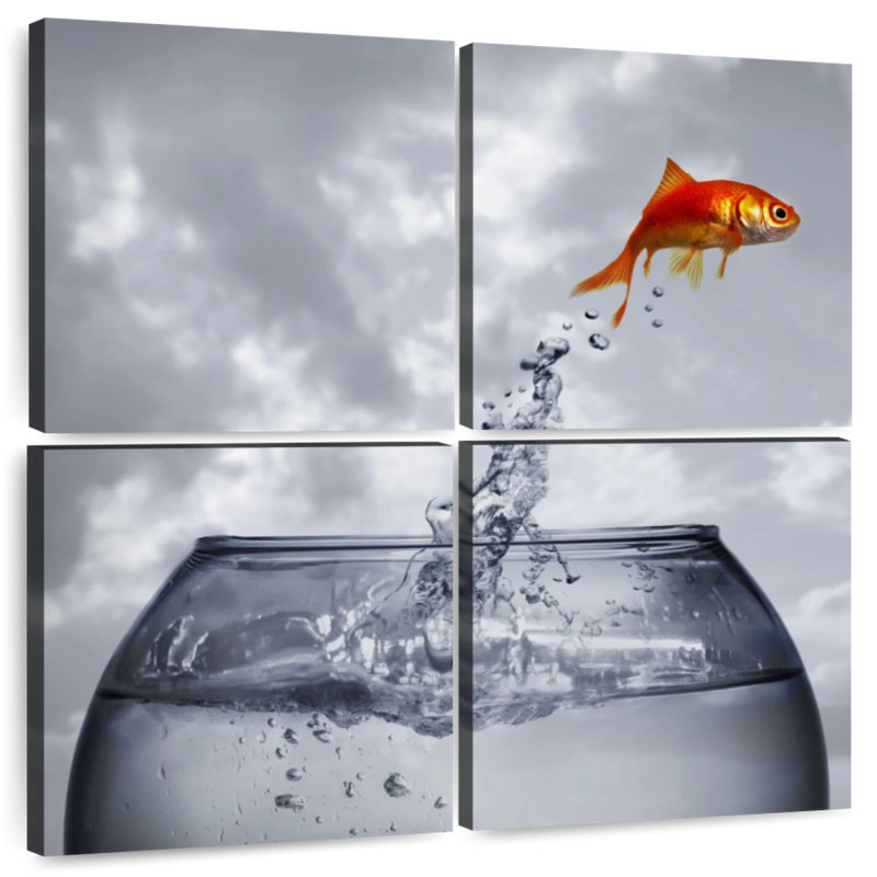 Brampt Goldfish Out Of Fishbowl, 18" H x 18" W