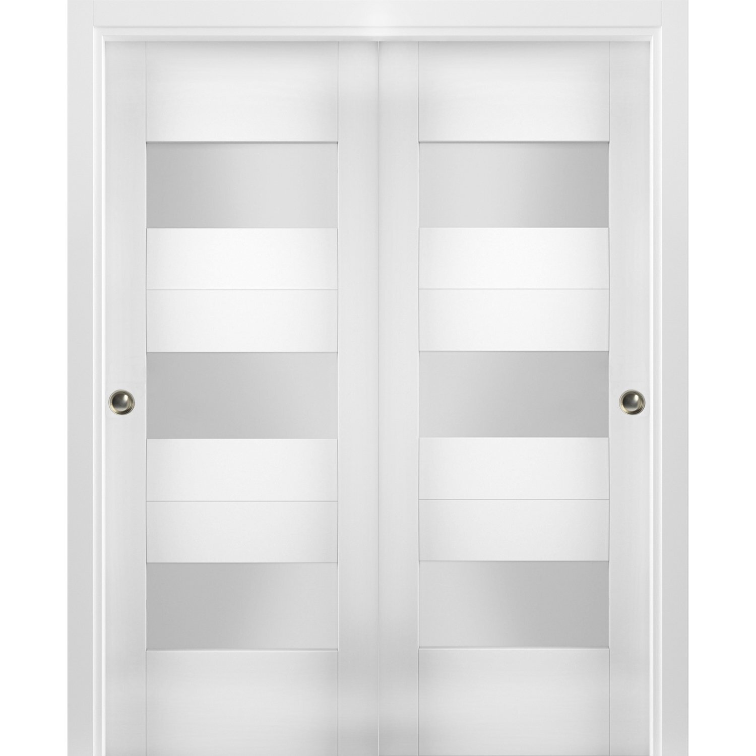 VDomDoors Sete Frosted Glass Sliding Closet White Doors | Wayfair