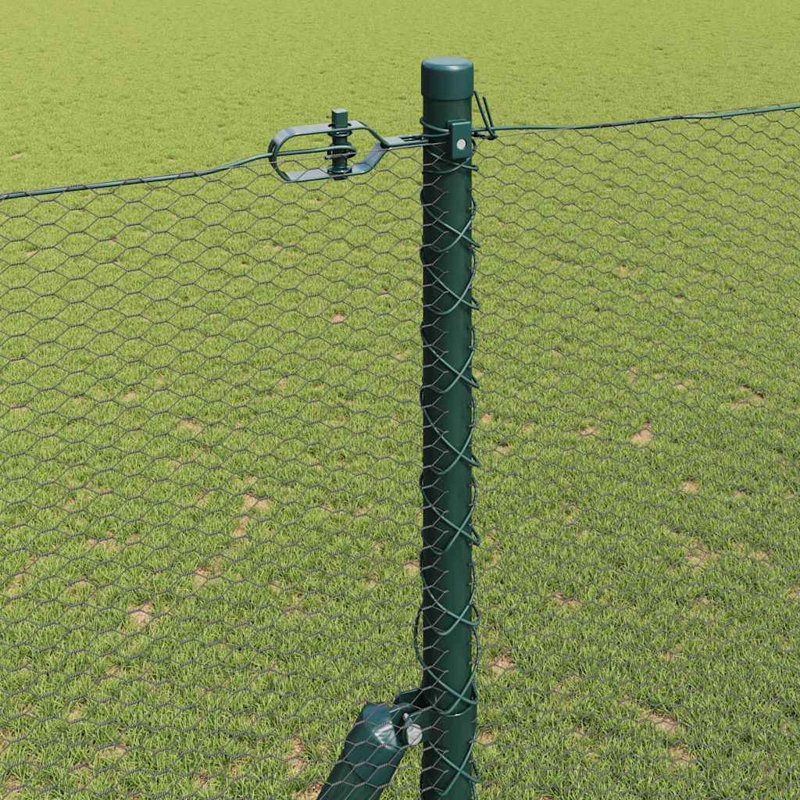 Vidaxl Fence With Posts PVC-Coated Steel, 150cm H x 5000cm W x 3.2cm D, Green