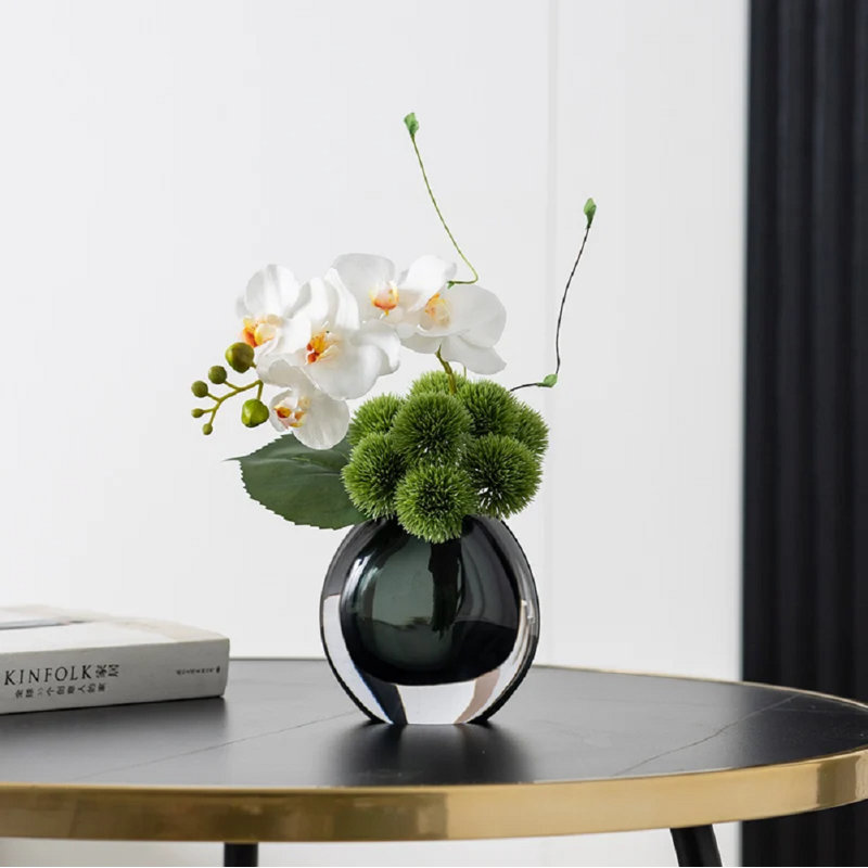 White Artificial Flower Arrangement in Vase Dining Table Centerpiece Fake Flower Decor
