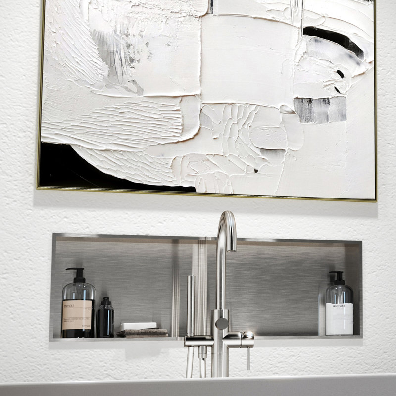 Rectangular Brushed Stainless Steel Built-In Shower Niche