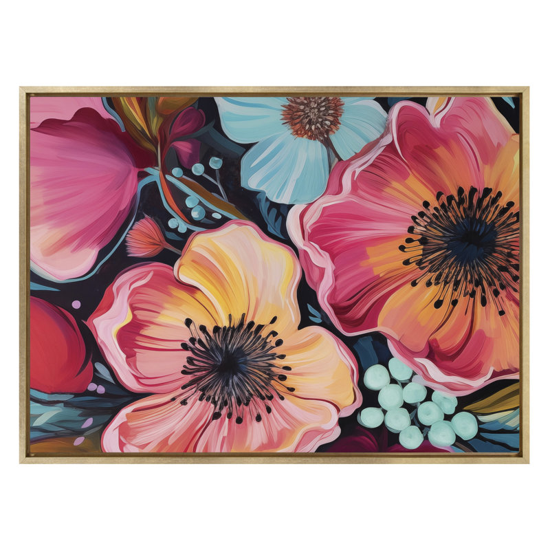 «Preppy Boho Aesthetic Colorful Floral Group» par The Creative Bunch Studio, reproduction d'art sur toile encadrée