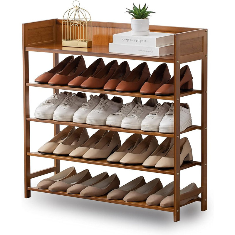 Shoe Rack, 5-tier Bamboo Shoe Rack Organizer For Entryway, Brown