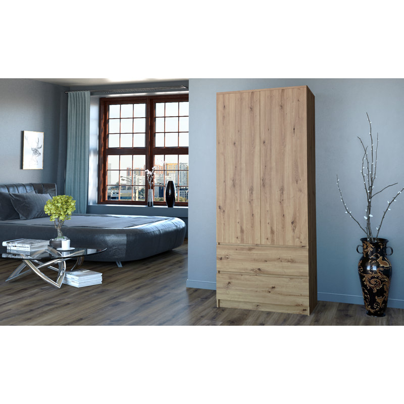 Longe 2 Door Manufactured Wood Wardrobe, Eiche Artisan