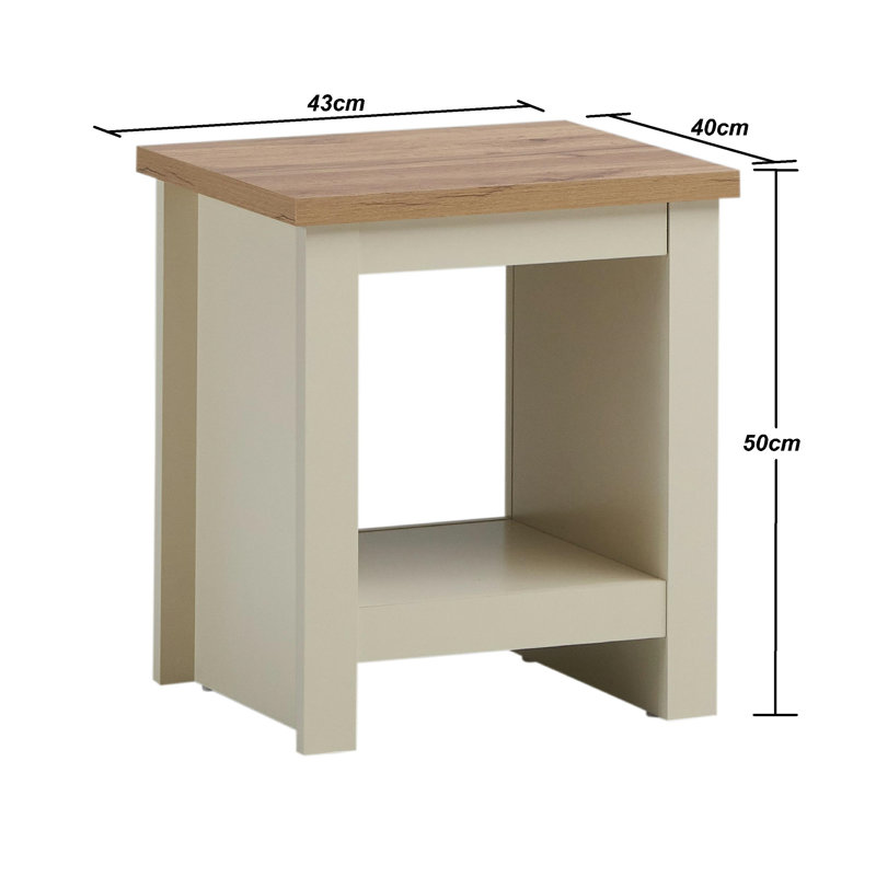 Aquitaine Lamp Side Table with Storage, Cream/Oak