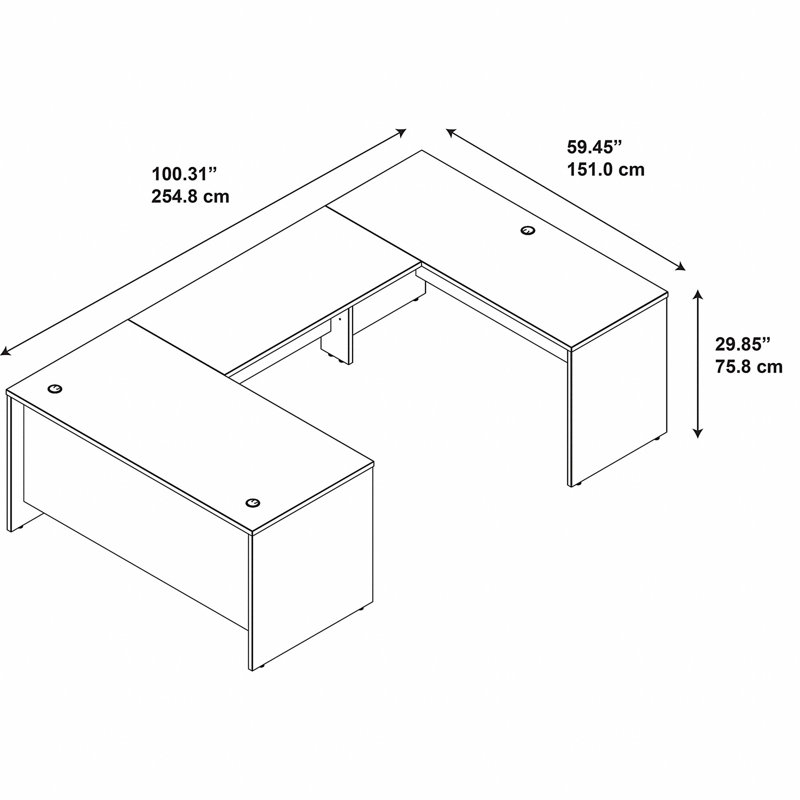 Series C Elite U-Shaped Executive Desk, 29.85" H x 59.45" W x 100.31" D