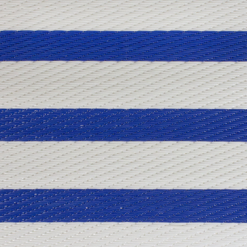 4' x 6' Blue and White Striped Synthetic Outdoor Rug