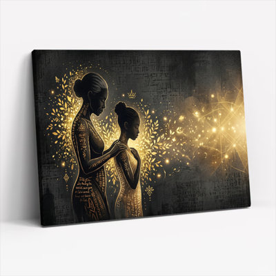 Ensemble de 1 tableau sur toile « Silhouettes dorées »