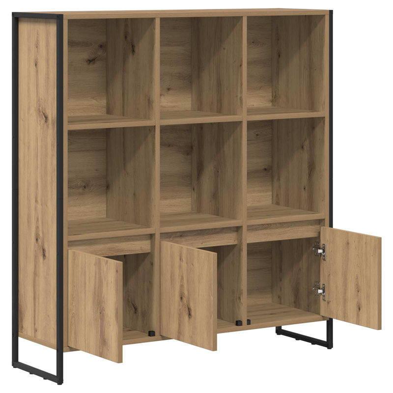 108 cm H x 99.5 cm W Steel Book Cabinet Bookcase, Artisian Oak