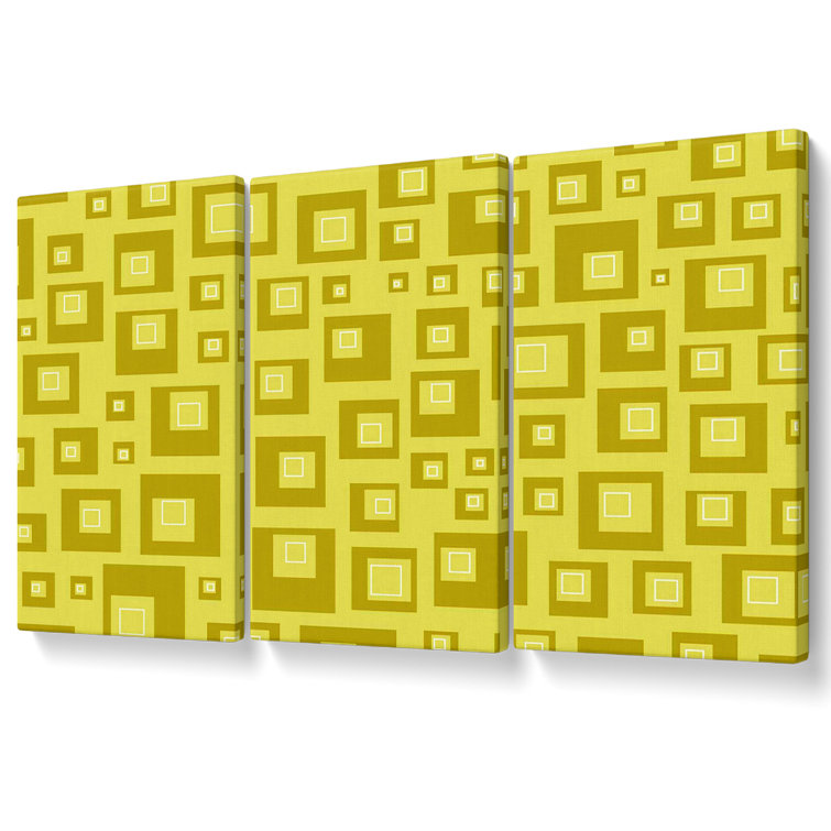 Squareness of Green - 3 Piece Wrapped Canvas Graphic Art
