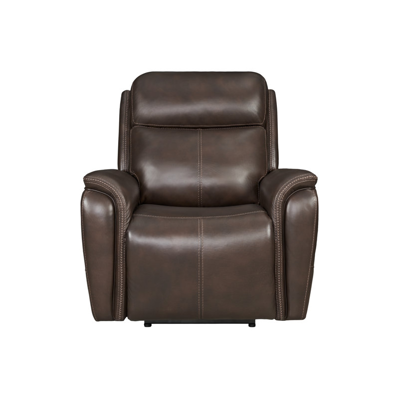 Fauteuil inclinable électrique en cuir de 38 po avec accoudoirs réglables Allysia, Auburn