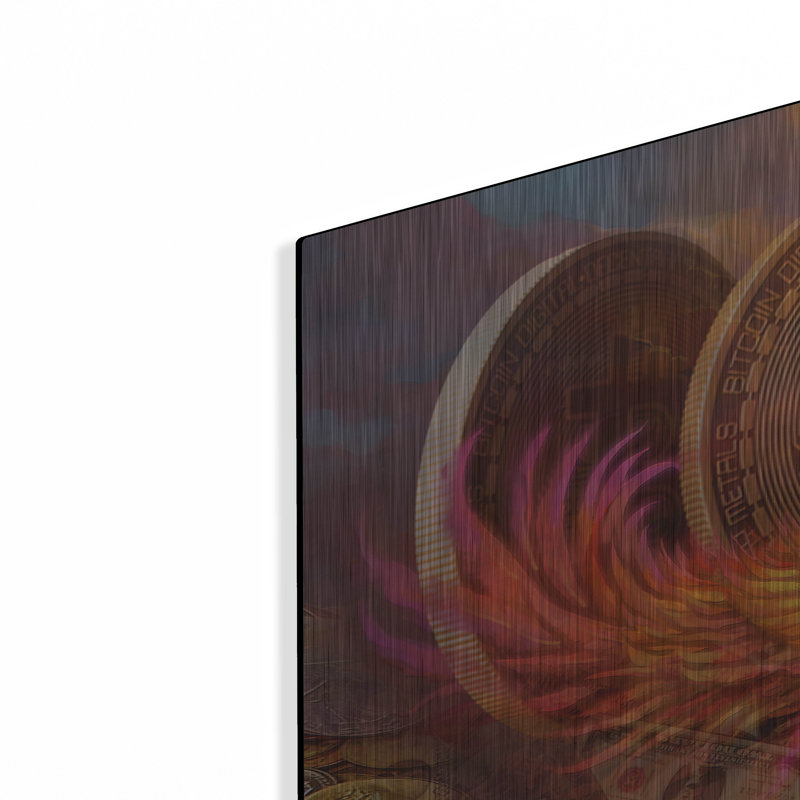 «Bitcoin New Age Nine» par Steve Hunziker, art mural en métal, H 24 po x l 48 po