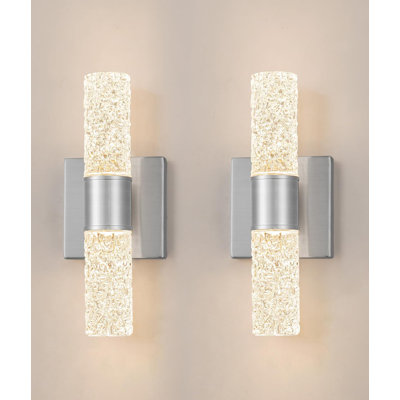 Appliques murales en nickel brossé avec abat-jour en cristal, luminaires de meuble-lavabo à DEL pour salle de bain, chambre à coucher, salon et couloir, blanc chaud 10 W 3 000 K