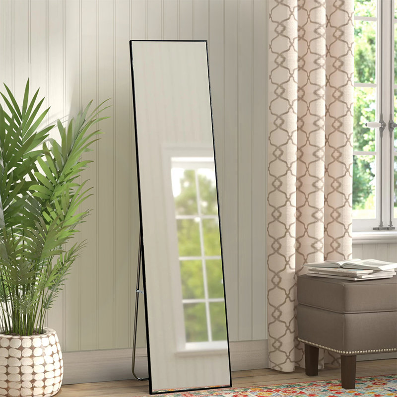 Modern Slim Frame Full Length Mirror, Black, 150cm H x 40cm W