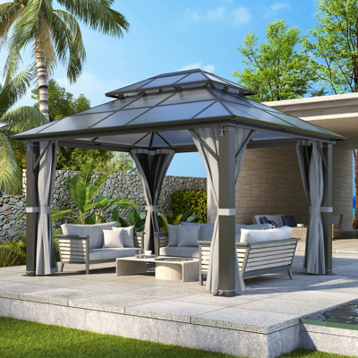 Pavillon de jardin en polycarbonate à double toit l 10 pi x P 12 pi