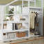 Lit mezzanine double en métal avec escalier et tablettes de rangement, garde-robe pour enfants / adolescents