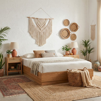King Wooden Platform Bed Frame Without Headboard, Hydraulic Lift Up Storage, No Box Spring Needed, Light Brown