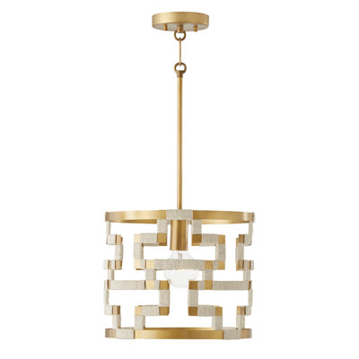 1 - Light Bleached Natural Jute/ Patinaed Brass Unique/Statement Pendant