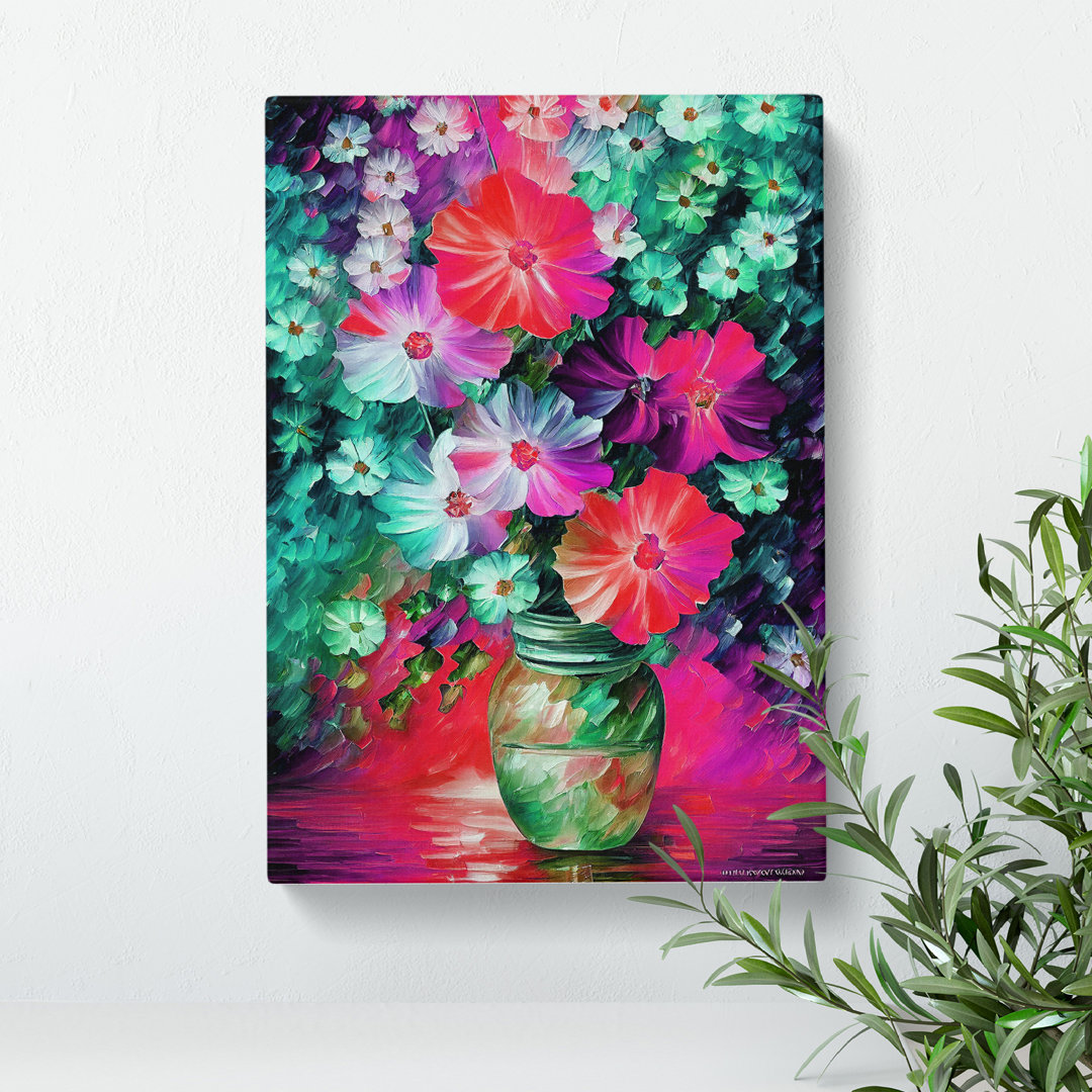 Assorted Flowers In A Vase No.3 - Wrapped Canvas