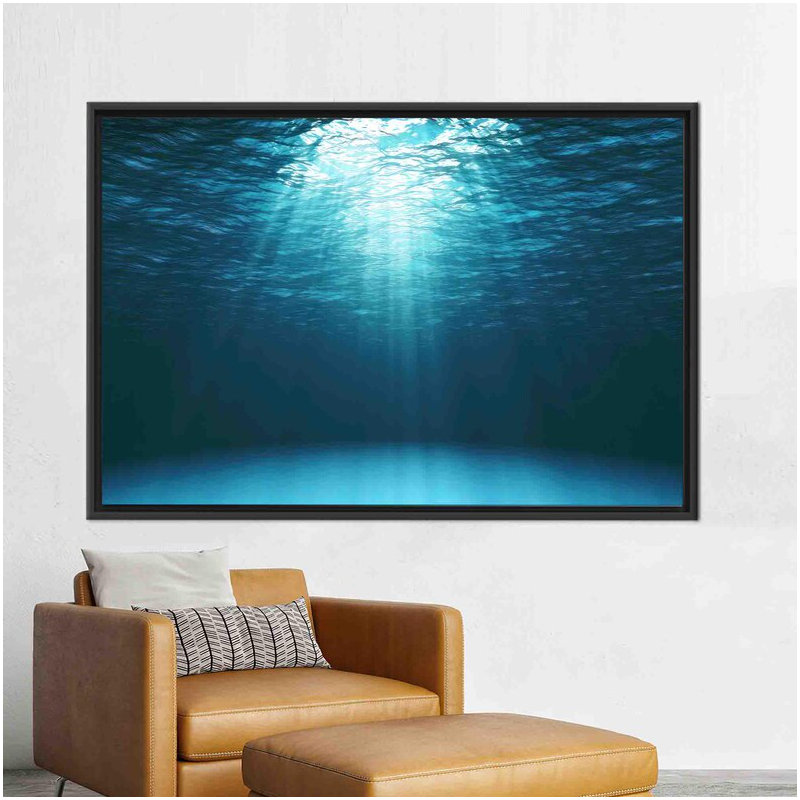 Illustration de toile sous-marine Sun Rays Landscape pour bureau de bord de mer, décoration murale, H 41 po x l 94 po