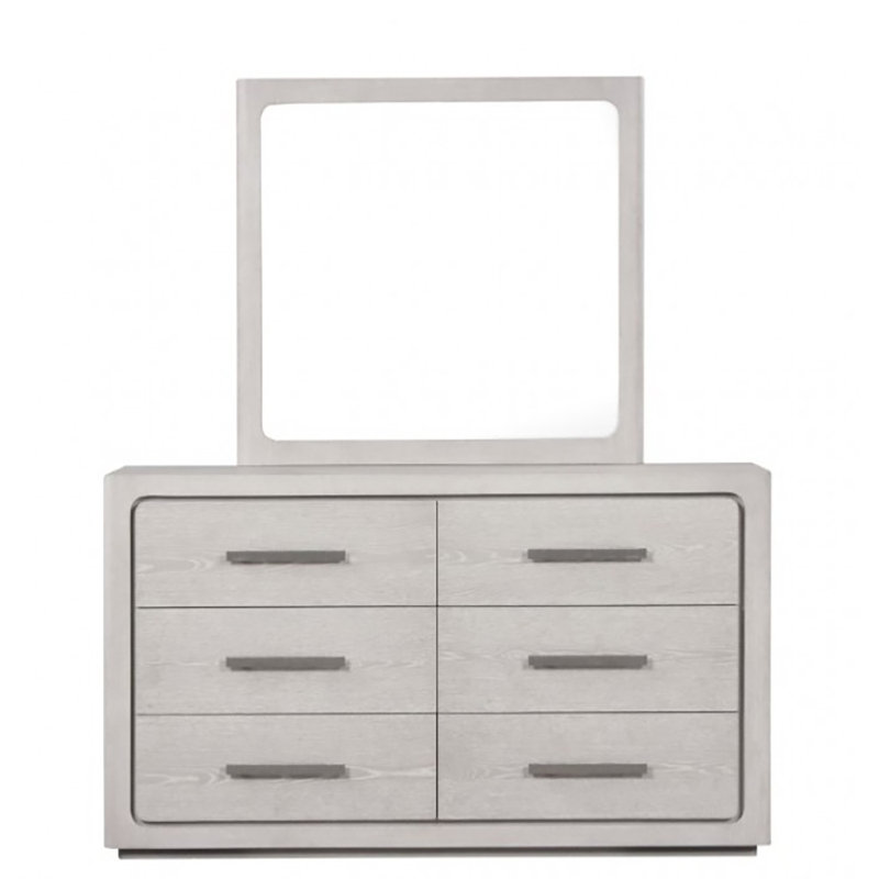Commode 6 tiroirs avec miroir Henry, Chêne blanc