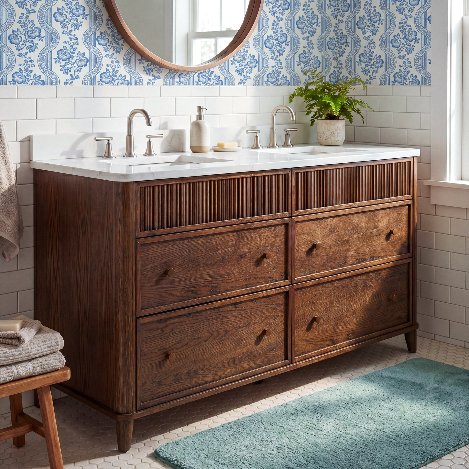 Kennedy Oak Single Bathroom Vanity, Enhanced Brown Oak, 54"