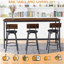 Ensemble de table de bar et chaises pour 3, ensemble de table de salle à manger industriel 4 pièces avec 3 tabourets de bar rembourrés en polyuréthane, ensemble de table de bar pour cuisine, salle à manger, salon, bar, café, coin petit espace, brun rustique